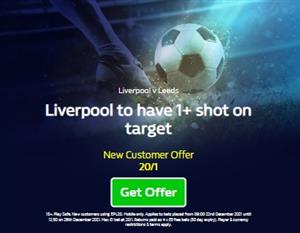 Liverpool vs Leeds - Get 20/1 Liverpool To Have 1+ Shot On Target